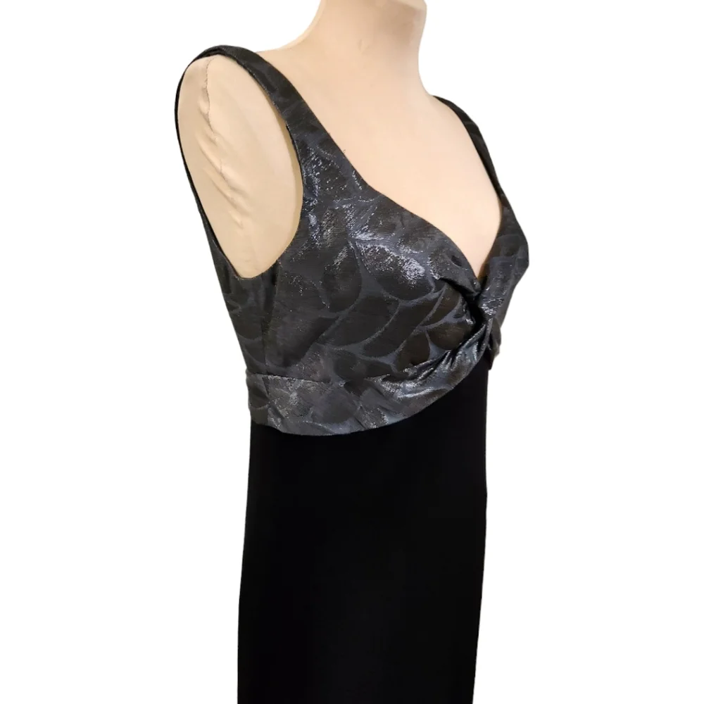 PATRA Black & Silver Velvet Jacquard Evening Gown - Size 10 - Picture 8 of 14